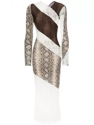 Floral-lace Panelled Midi Dress