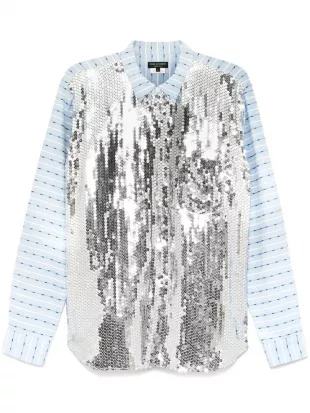 Silver Sequin & Blue Stripe Shirt