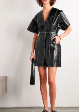 Faux Patent-Leather Mini Dress