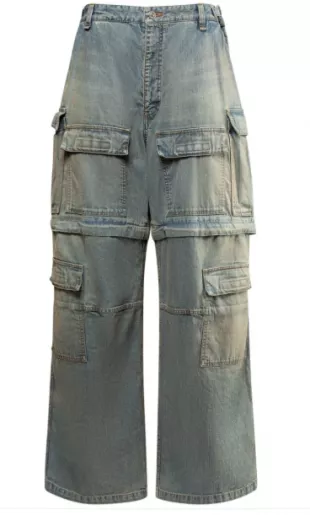 Light Blue Baggy Zip-Off Cargo Jeans