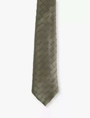 Double-Faced-Weave Leather Tie in Shrub