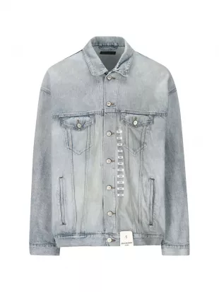 Light Blue Size Sticker Denim Jacket