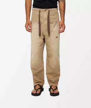 Beige W-Knee Baggy Carpenter Pants