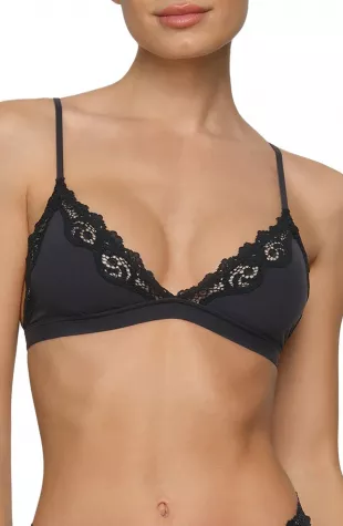 Fits Everybody lace-trimmed stretch triangle bralette - Onyx