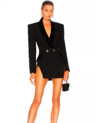 Velvet Lapel Cutout Dress