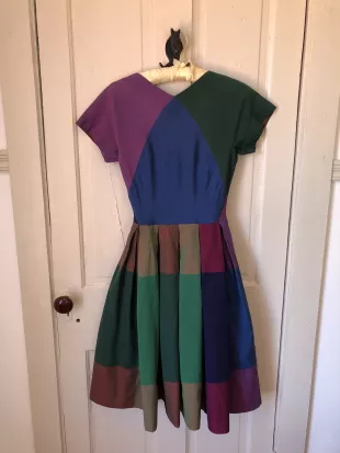 The Jewel Box 1950s Jonathan Logan Jewel Tone Plaid Cotton/Silk Dress/Size XXS/XS