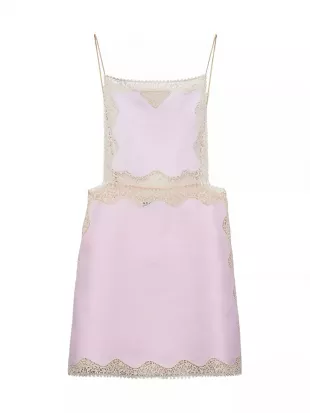 strapless open back dress MORPHEW Collection Green & Pink White Crochet Dress