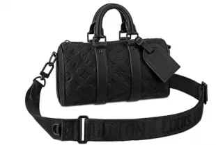 Black Monogram Leather Keepall 25 Bag