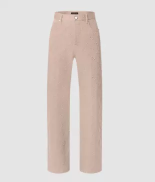 Ivory Monogram Embossed Skate Jeans