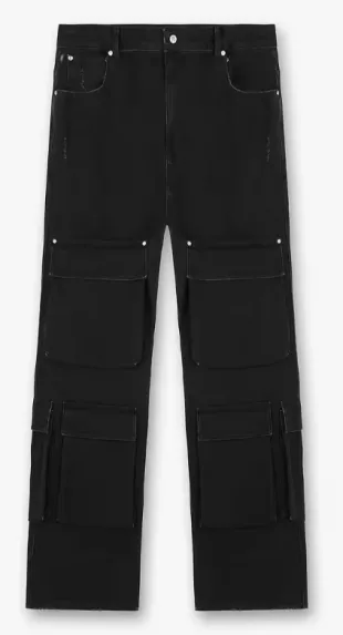 Black 'R3Ca' Cargo Jeans