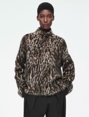 Leopard Jacquard Mohair Blend Jumper