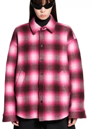 Pink & Black Plaid Padded Shirt