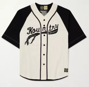 White & Black 'Kountry' Baseball Jersey