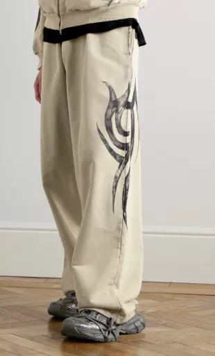 Beige Tribal Print 'Y2K' Sweatpants