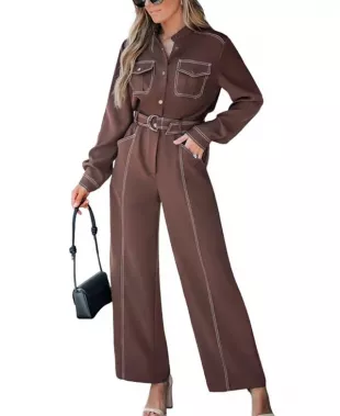 Elegant Belted Utility Jumpsuit