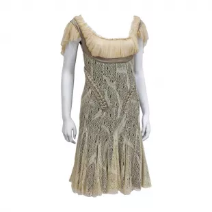 Alexander McQueen corset lace and chiffon cocktail runway dress 2002