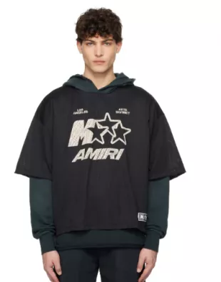 Black MA Star Mesh Hoodie