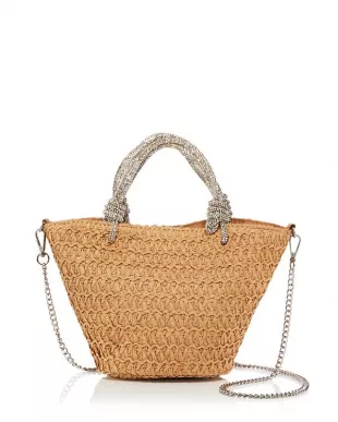 Crystal Parrot Rattan Handbag with Detachable Aventurine Stone Straps & Handles main image 0