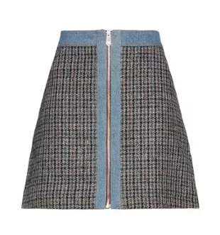 Mary Jane Tweed & Denim Miniskirt