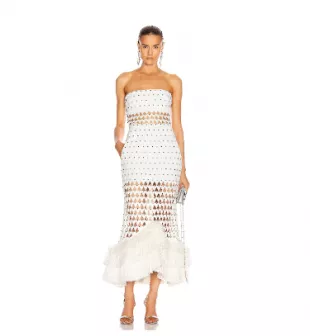 Triangle Strapless Flounce Dress