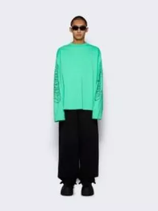 Neon Green Long Sleeve Metal Logo T-Shirt