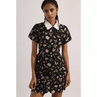 Anthropologie Black Embroidered Collared Short Sleeve Mini Dress worn by  Alice (AnnaSophia Robb) as seen in Grosse Pointe Garden Society (S01E04)