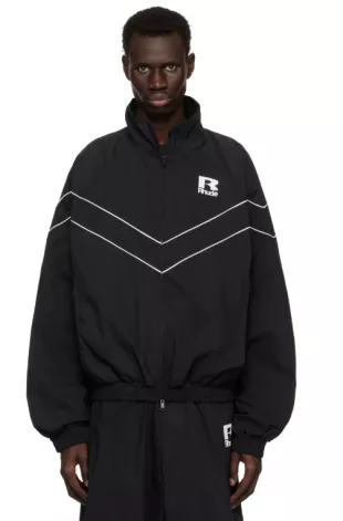 Black Piped Chevron Track Jacket