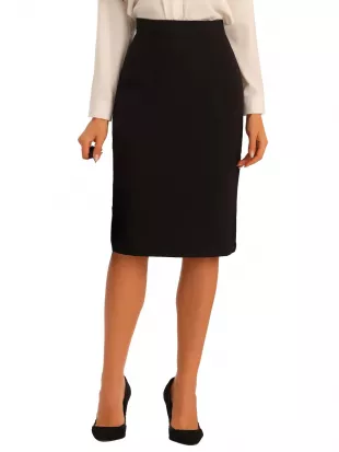 Allegra K Wear to Work Pencil Skirts for Women's Business Knee Length High Waist Bodycon Suit Skirt S Black - Walmart.com