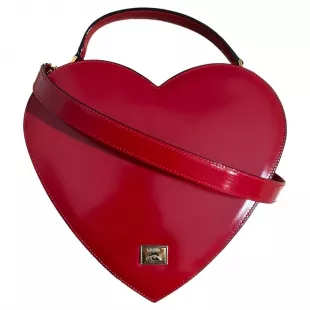 1990’s Moschino Vintage Red Leather Heart Bag seen on The Nanny