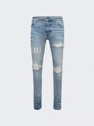 Perfect Indigo & White Boucle Logo Jeans