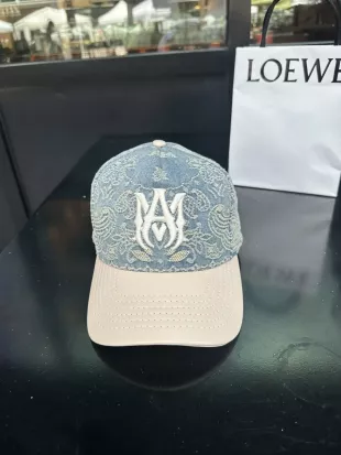 Blue Bandana Denim & Leather Visor Hat