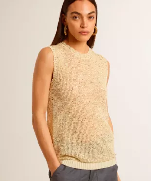 Journey Sequined Knit Tank Top In Weiss