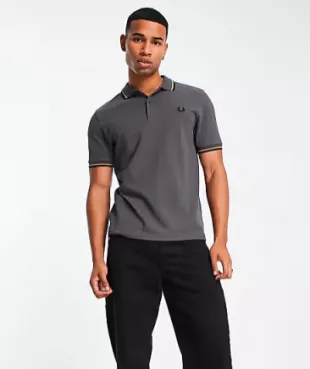 Twin Tipped Polo Shirt In Grey