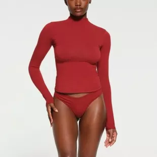 Cotton Jersey Turtleneck Top