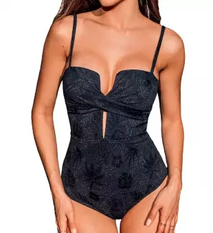 Wrap Front Plunge Cutout Sweetheart Neck One Piece Swimsuit