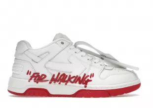 White & Red For Walking 'OOO' Sneakers