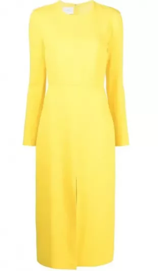 Front-Slit Long-Sleeved Dress