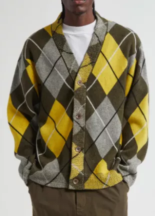 Argyle Jacquard Cashmere Cardigan