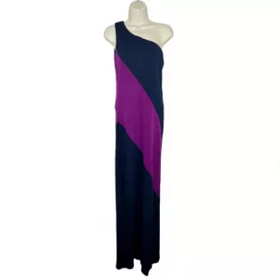 open lace back dress Rihoas One Shoulder A-Line Maxi Dress for Women, Navy / L
