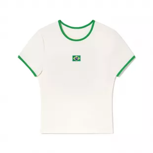 White Ipanema Ringer Baby Tee.