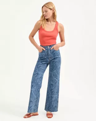 Veronica Beard Taylor High Rise Wide Leg in Atlantic Paisley