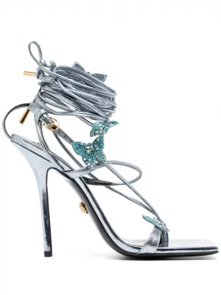 Versace x Dua Lipa Crystal Butterflies 115mm metallic sandals