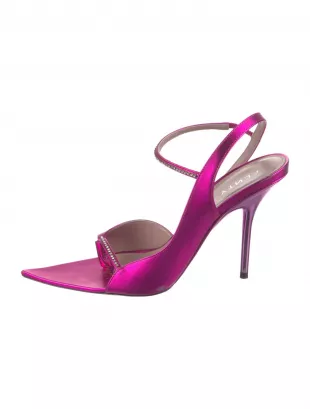 Leather Crystal Embellishments Slingback Sandals