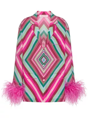 Feather-Detailed Silk Shirt