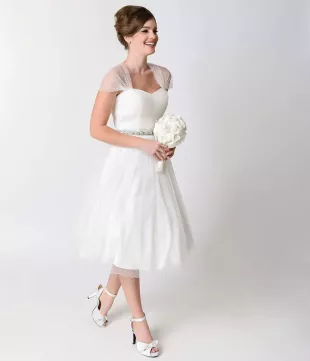 White Swiss Dot Garden State Mesh Cocktail Dress