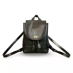 Black Leather Mini Backpack