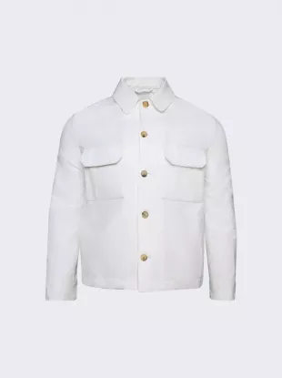 Daito Cotton Linen Overshirt in Optical White