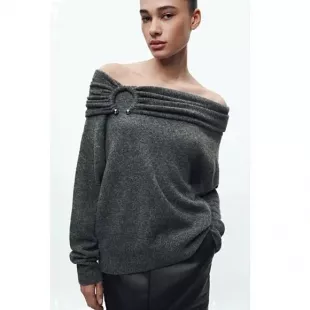Draped Knit Sweater | Quartz main image 1