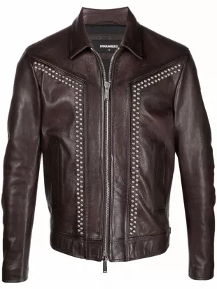 Stud-Embellished Leather Jacket