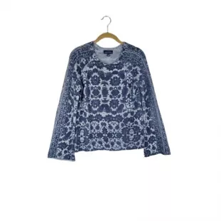Damask Pullover Sweater In Blue Multi